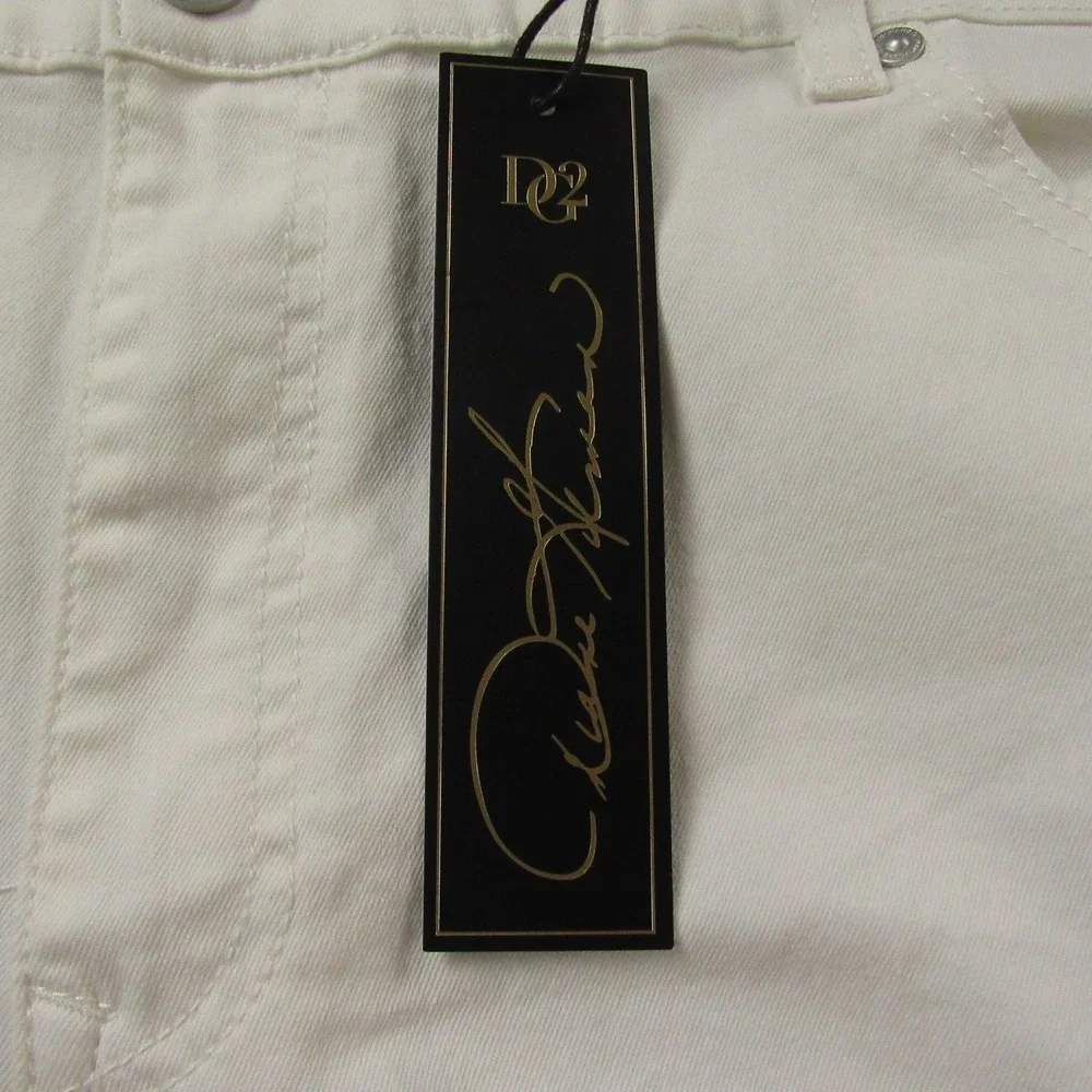 DG2 Pants Womens 24W White‎ Star Embroidered Cropped Raw Hem Stretch Jeans